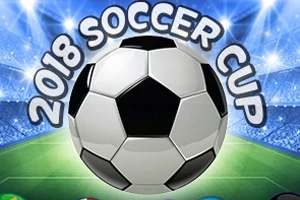 Piłka nożna na stadionie z napisem 2018 Soccer Cup w tle