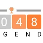 Logo z napisem 2048 Legend z ikoną pucharu na białym tle