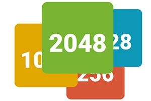 Kolorowe klocki z liczbami 1024, 2048, 256 i 8 na białym tle