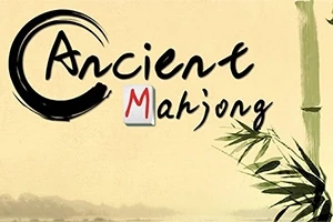 Napis Ancient Mahjong z motywem bambusa na beżowym tle