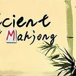 Napis Ancient Mahjong z motywem bambusa na beżowym tle