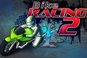 Zielono-czarny motocykl z motocyklistą na tle napisu Bike Racing 2