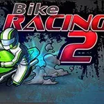Zielono-czarny motocykl z motocyklistą na tle napisu Bike Racing 2
