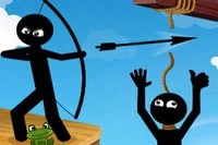 Ratuj stickmanów strzelając w linę, na której wiszą