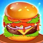 Kolorowy, apetyczny burger z warzywami i sosem na tle jasnoniebieskiego nieba z gwiazdkami