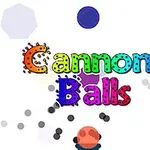 Kolorowy napis Cannon Balls otoczony różnokolorowymi sześciokątami i małymi kropkami na białym tle