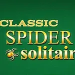 Zielone tło z napisem Classic Spider Solitaire oraz grafiką trzech kart do gry