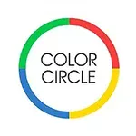 Kolorowe koło podzielone na cztery segmenty: zielony, czerwony, żółty i niebieski, z napisem COLOR CIRCLE w środku