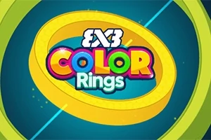 Kolorowe logo Color Rings na tle żółtych i zielonych pierścieni