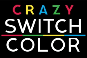 Napis CRAZY SWITCH COLOR na czarnym tle z kolorowymi literami
