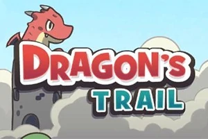 Czerwony smok na tle wieży z napisem Dragons Trail na tle chmur