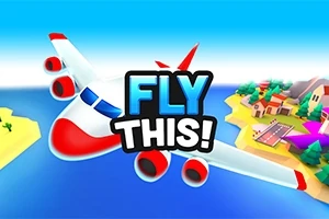 Samolot lecący nad morzem z napisem FLY THIS!