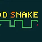 Napis FOOD SNAKE w pikselowej czcionce na ciemnym tle z zieloną linią przypominającą węża