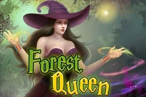 Czarodziejka w kapeluszu w otoczeniu magicznych świateł w lesie