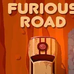 Ilustracja przedstawia samochód na czerwonej, pustynnej drodze z napisem Furious Road u góry