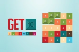 Logo z napisem „GET 10 ULTIMATE” po lewej stronie oraz plansza z kolorowymi, ponumerowanymi kwadratami po prawej stronie