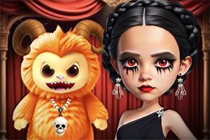 Gothiczną stylizację Księżniczki Gloomy i jej uroczego misia