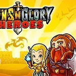 Trójka bohaterów fantasy w kolorowych strojach na tle zamek i smoka, z dużym napisem u góry
