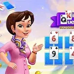 Kobieta w różowej bluzce stojąca obok kart do gry i monet na tle nieba