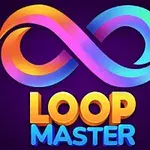 Symbol nieskończoności w kolorach tęczy na ciemnym tle z napisem LOOP MASTER poniżej