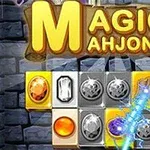 Kolorowe kamienie na tle szarej ściany z dużym napisem i magiczną różdżką