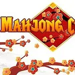 Napis Mahjong Chain z motywem kwiatów sakury i czerwonym diamentem w tle