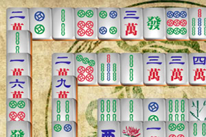 Mahjong Connect 2 Online Zbliżenie na układ płytek z chińskimi znakami i symbolami w różnych kolorach