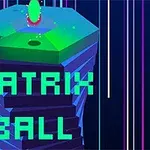Zielona kula unosi się nad wielowarstwową, sześciokątną strukturą z napisem Matrix Ball na tle pionowych linii w różnych kolorach