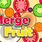 Plastry owoców, takich jak kiwi, pomarańcze, cytryny i pomidory, z napisem Merge Fruit na środku