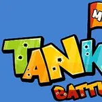 Kolorowy napis Tank Battle z flagą z napisem Micro na niebieskim tle