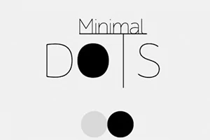 Grafika z napisem Minimal Dots z czarnymi i szarymi kropkami na białym tle
