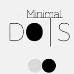 Grafika z napisem Minimal Dots z czarnymi i szarymi kropkami na białym tle