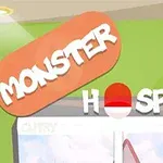 Zielony budynek z napisem MONSTER HOSPITAL na tle