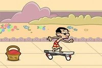 Mr. Bean uczy się jazdy na deskorolce, lubi nowe zabawki!