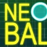 Napis Neon Ball w jaskrawych żółtych literach na ciemnozielonym tle z neonowym efektem