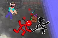 Noob używa łuku, aby uciszyć hałaśliwych sąsiadów Stickman w tej