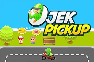 Dwóch animowanych bohaterów w rozmowie obok ławki, z motocyklistą w zielonym kasku jadącym po ulicy, na tle kolorowego napisu