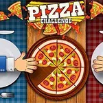 Dwóch ludzi z kreskowymi rękami wyciągniętymi w stronę pizzy na stole, na tle kraciastej serwetki w kolorach niebieskim i czerwonym