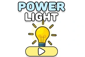 Napis POWER LIGHT nad żarówką z przyciskiem odtwarzania poniżej