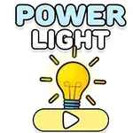 Napis POWER LIGHT nad żarówką z przyciskiem odtwarzania poniżej