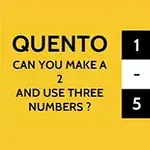 Na żółtym tle znajduje się układanka matematyczna z liczbami i znakami, z wyraźnie widocznym pytaniem Can you make a 2 and use three numbers?