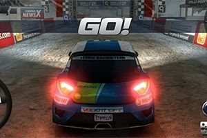 Rally Point Samochód wyścigowy na linii startu z napisem GO!