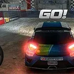 Rally Point Samochód wyścigowy na linii startu z napisem GO!