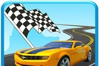 Pędź sportowym samochodem po autostradzie, omijając inne auta
