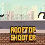 Dwóch postaci stojących na dachu budynku, jedna z bronią palną, a druga z granatnikiem, z napisem Rooftop Shooter poniżej