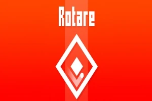 Czerwone tło z białym logo w kształcie rombu i napisem Rotare u góry