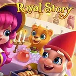 Royal Story Czarodziejka i krasnoludek gotują wesoło w kuchni z pluszowym misiem w tle, z napisem Royal Story u góry