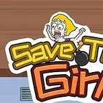 Kreskówkowa postać z wyrazem przerażenia, nad którą znajduje się napis Save The Girl z bombą