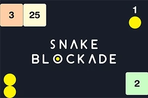 Na ciemnym tle znajdują się napisy Snake Blockade, żółte kręgi i prostokąty z liczbami