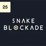 Na ciemnym tle znajdują się napisy Snake Blockade, żółte kręgi i prostokąty z liczbami